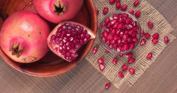 Fresh Pomegranates Rich Natural Antioxidants Concept Red Fruits Vitamins Natural — Stock Photo, Image