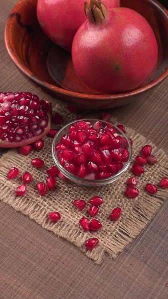 Fresh Pomegranates Rich Natural Antioxidants Concept Red Fruits Vitamins Natural — Stock Photo, Image