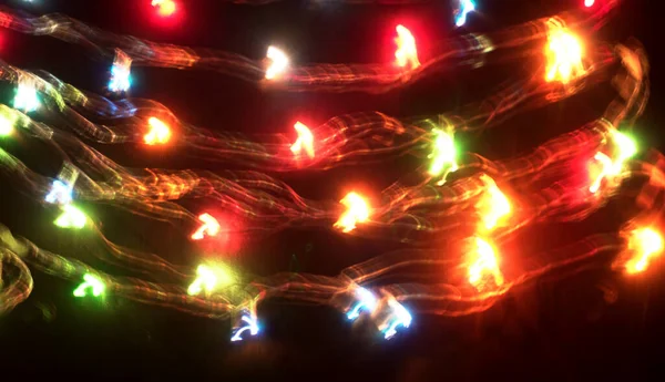 Blurred Christmas Lights Black Background Abstract Backdrop — Stock Photo, Image