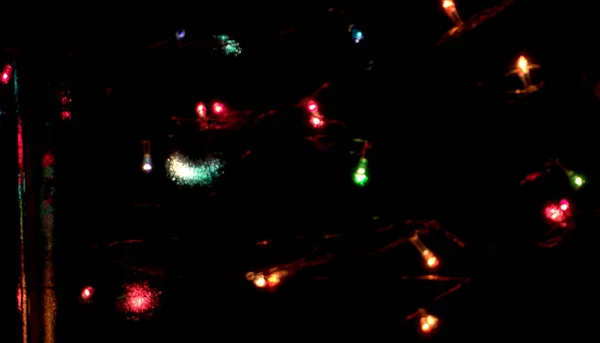 Luzes Natal Borradas Fundo Preto Fundo Abstrato — Fotografia de Stock