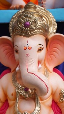 Hint Hindu tanrısı Ganesha heykeli, renklerle kaplandı ve Ganesh Chathurthi 'ye satıldı..