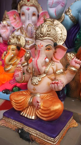 Indian Hindu God Lord Ganesha Statues Coated Colors Sold Ganesh — Stock Photo, Image