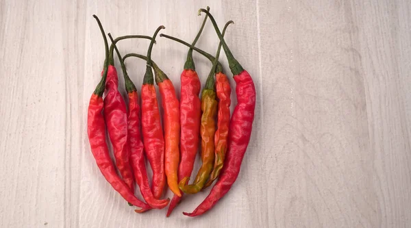 Chiles Verdes Rojos Largos Frescos India Especias Orgánicas Indias Para — Foto de Stock