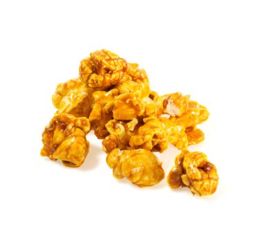 Beyaz arkaplanda patlamış mısır izole edildi