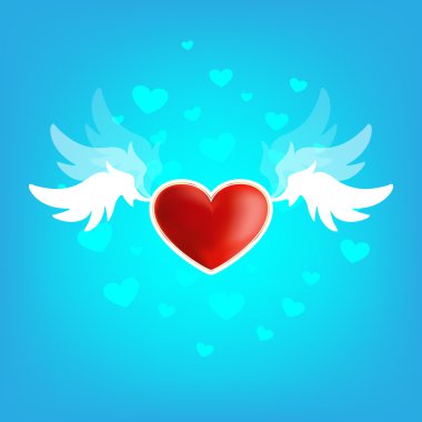 Beautiful heart on the wings of love