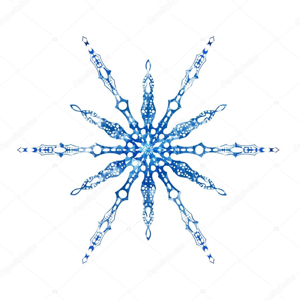 Frozen snowflake on white background