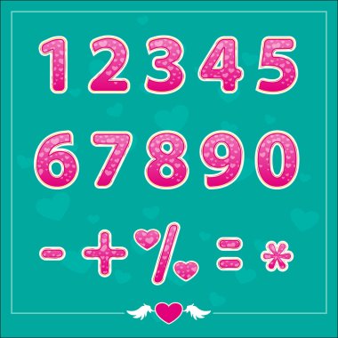 Romantic love illustrations numbers for holidays  clipart