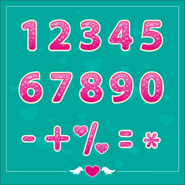 Romantic love illustrations numbers for holidays — Διανυσματικό Αρχείο