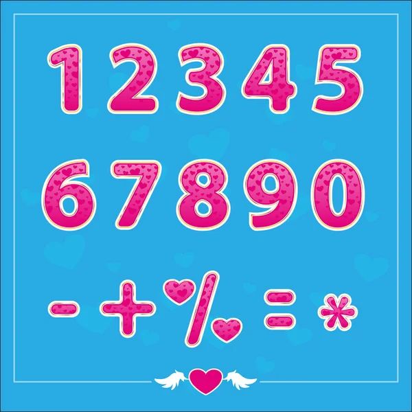 Romantic love illustrations numbers for holidays — Διανυσματικό Αρχείο