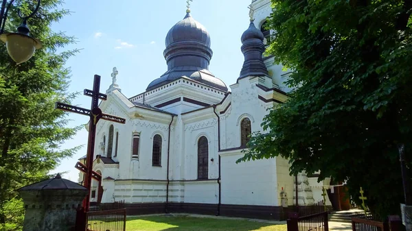 Pohled Stromy Vedle Budovy Kostela — Stock fotografie