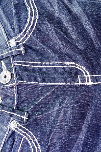 Prázdné denim jeans štítky. Closeup džíny denim textury. Prošité — Stock fotografie