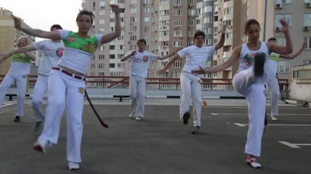 People practicing capoeira — Stock Video