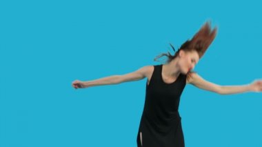 Üzerinde izole mavi dans kızı