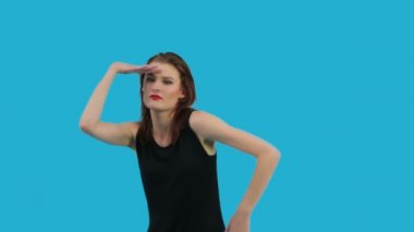 Üzerinde izole mavi dans kızı