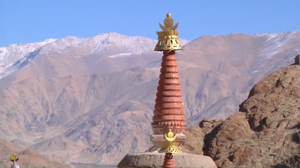 Stupas och Buddha-statyn — Stockvideo