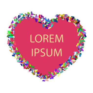 kalp şeklinde çerçeve kenarları renkli kalplerle çevrili