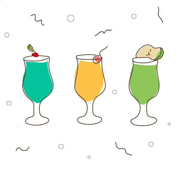 Cocktail dessiné avec une ligne — Image vectorielle