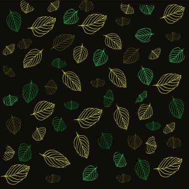 Siyah arkaplanda renkli yapraklar