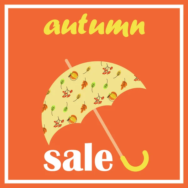 Paraguas con patrón de otoño — Vector de stock