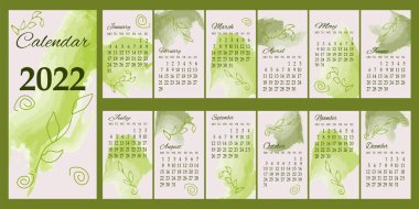 Takvim 2022 yeşil yapraklar