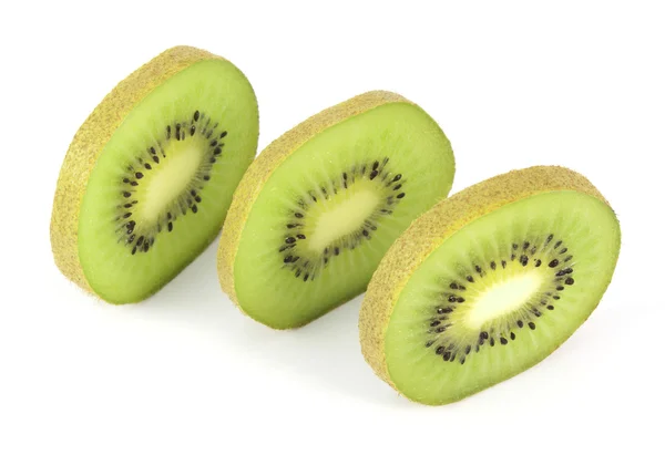 Segmente tăiate de fructe kiwi izolate pe fundal alb — Fotografie, imagine de stoc