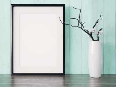 Boş modern stil çerçevesi, 3d render