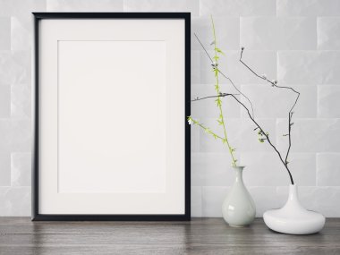 Boş modern stil çerçevesi, 3d render