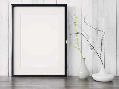 Boş modern stil çerçevesi, 3d render
