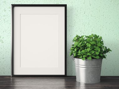 Boş modern stil çerçevesi, 3d render