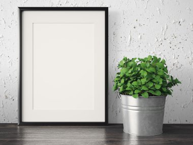 Boş modern stil çerçevesi, 3d render