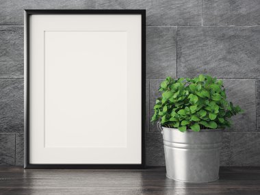 Boş modern stil çerçevesi, 3d render