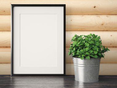 Boş modern stil çerçevesi, 3d render