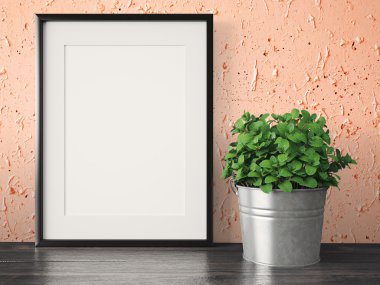 Boş modern stil çerçevesi, 3d render