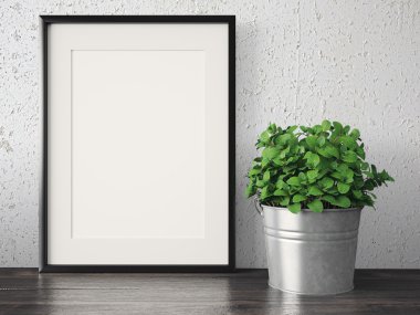 Boş modern stil çerçevesi, 3d render