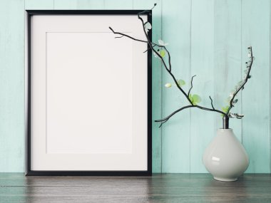 Boş modern stil çerçevesi, 3d render