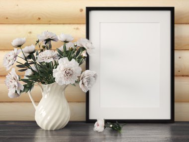 Boş modern stil çerçevesi, 3d render