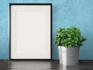 Boş modern stil çerçevesi, 3d render