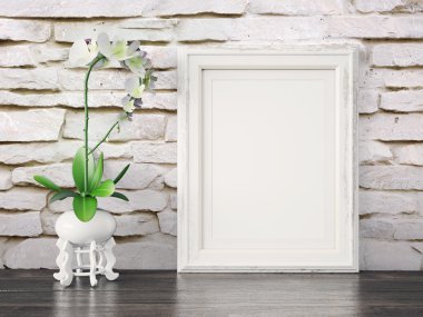 Boş modern stil çerçevesi, 3d render