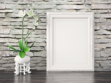 Boş modern stil çerçevesi, 3d render