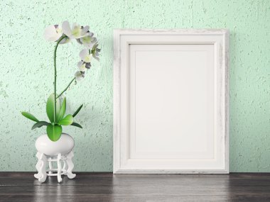 Boş modern stil çerçevesi, 3d render