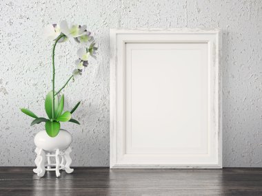 Boş modern stil çerçevesi, 3d render