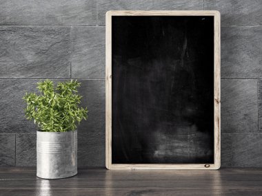 Boş siyah kara tahta, 3d render