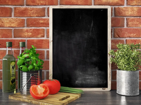 Chalkboard preto vazio, renderização 3D — Fotografia de Stock