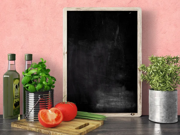 Chalkboard preto vazio, renderização 3D — Fotografia de Stock