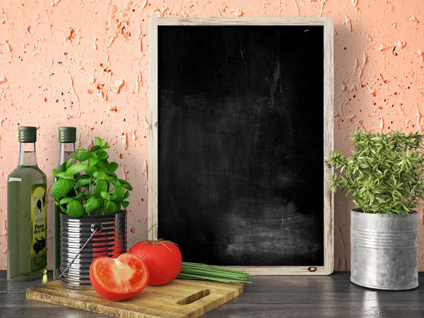 Chalkboard preto vazio, renderização 3D — Fotografia de Stock