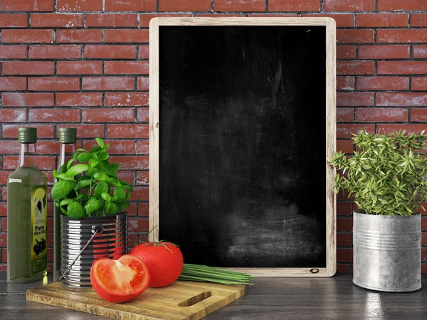 Chalkboard preto vazio, renderização 3D — Fotografia de Stock