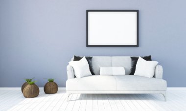 Modern parlak iç. 3D render