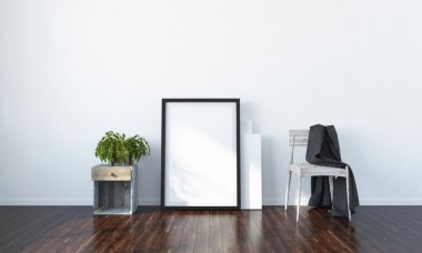 Modern parlak iç. 3D render