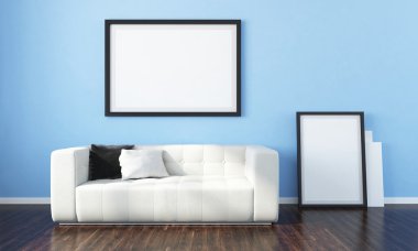 Modern parlak iç. 3D render