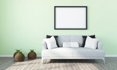 Modern parlak iç. 3D render